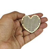 Wooden Embroidery Blanks (4 Pieces) 5x4.8 CM Heart Needlework Cross Stitching Disc Holder Plain Bases